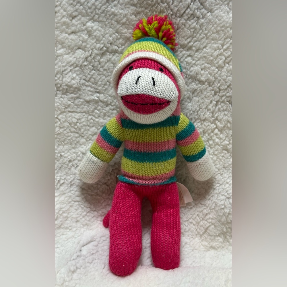 Dan Dee Sock Monkey Green Red White Striped Sweater And Hat Winter Jacket Gloves